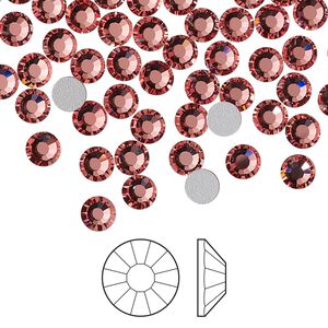 Flat back 144pk rose peach foil back, Preciosa VIVA 12&reg; Czech crystal rhinestone 4.6-4.8mm chaton rose round SS20