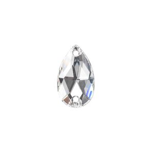 Sew-on 72pk crystal foil back, Swarovski&reg; 18x10.5mm pear 3230