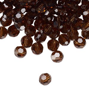 Bead 24pk smoked topaz, Preciosa Czech crystal 6mm round