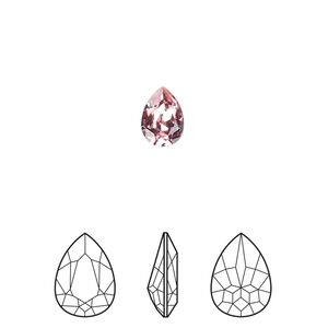 Fancy stone 4pk light rose foil back, Crystal Passions&reg; 8x6mm pear 4320