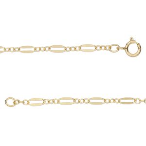 Chain 1pkg1 14Kt gold-filled long & short, 2.6mm oval / springring clasp, 18 inch