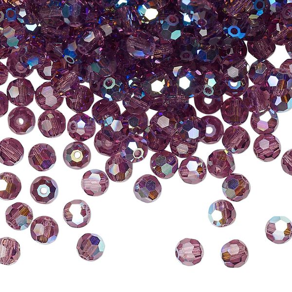 Bead 720pk amethyst AB, Preciosa Czech crystal 4mm round image number 0