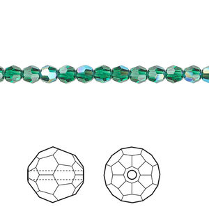 Bead 1pkg720 majestic green shimmer, Swarovski&reg;, 4mm faceted round 5000