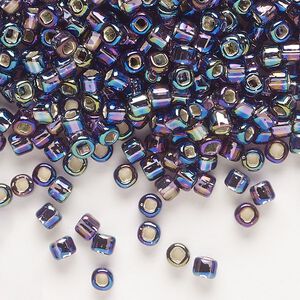 Seed bead, Dyna-Mites&trade;, glass, silver-lined translucent rainbow purple, #6 round with square hole. Sold per 40-gram pkg.