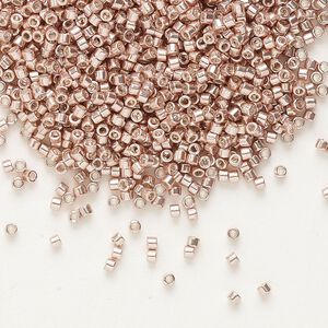 Seed bead, Delica&reg; 1pkg7.5g glass, #11 round, opaque galvanized blush / outside dyed (DB-0418)