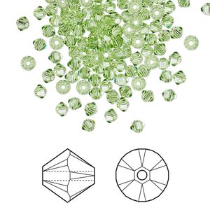 Bead 48pk peridot, Crystal Passions&reg; 3mm bicone 5328
