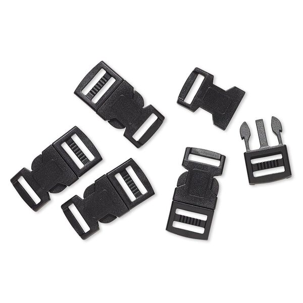 Clasp buckle 1pkg5, 43.5x21.5mm / fits 2.5mm cord, ABS black 1-strand image number 0
