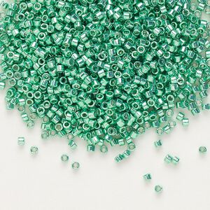 Seed bead, Delica&reg; 1pkg50g glass, #11 round, opaque galvanized dark mint green / outside dyed (DB-0426)