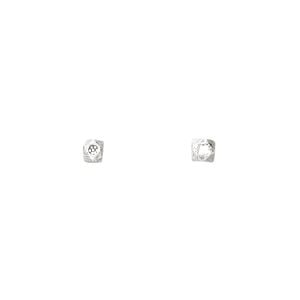 Bead 1pkg8 sterling silver, 3mm faceted cube / dot, antiqued Hill Tribes