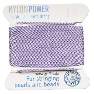 Thread, Griffin, nylon, lilac, size #14. Sold per 2-meter card (approximately 78 inches).