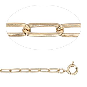 Chain 1pkg1 12Kt gold-filled cable, 2.5mm long flat / springring clasp, 36 inch