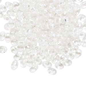 Seed bead, Preciosa Twin&trade; Czech glass, pkg/10g, 5x2.5mm oval, transparent white terra color-lined clear, (38602).