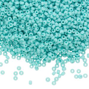 Seed bead, Miyuki, glass, pkg/250g, #11 rocaille, opaque matte sea opal, (RR-412L/F).