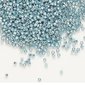 Seed bead, Delica&reg; 1pkg7.5g glass, #11 round, opaque galvanized turquoise blue / outside dyed (DB-0415)