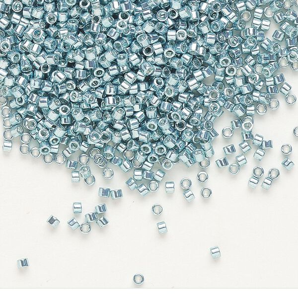 Seed bead, Delica&reg; 1pkg7.5g glass, #11 round, opaque galvanized turquoise blue / outside dyed (DB-0415) image number 0
