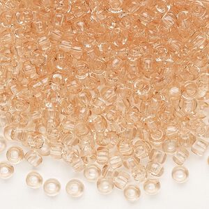Seed bead, Dyna-Mites&trade;, glass, transparent light peach, #6 round. Sold per 40-gram pkg.