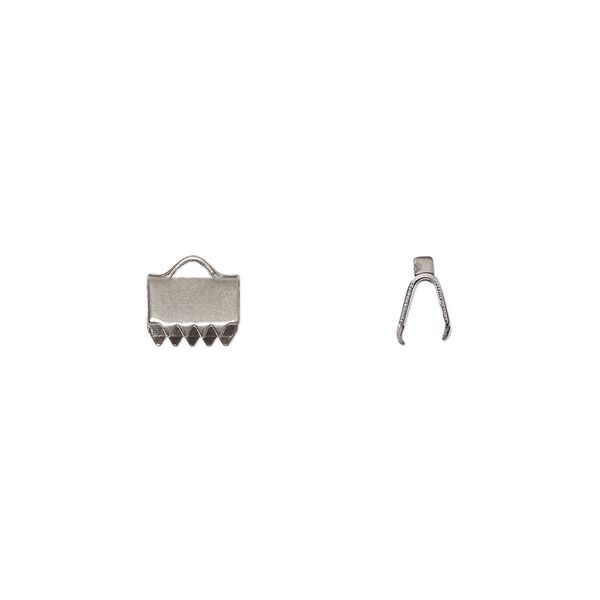 Ribbon crimp end 1pkg20 stainless steel, 6.5x5mm rectangle image number 0