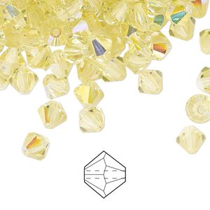 Bead 288pk jonquil AB, Preciosa Czech crystal 6mm bicone