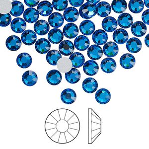 Flat back 1440pk Capri blue foil back, Preciosa Viva 12&reg; Czech crystal rhinestone 4.6-4.8mm chaton rose round SS20