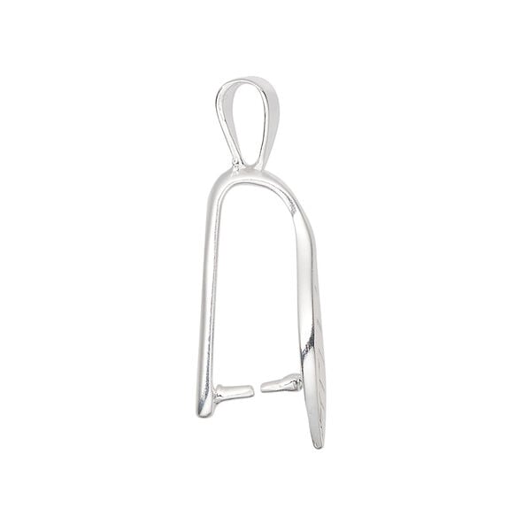 Bail, ice-pick, sterling silver, 31x7mm curved leaf 15mm grip length. Sold individually. image number 1
