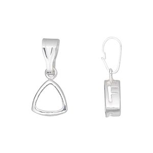 Pendant, sterling silver, smooth trillion, 10mm, 8mm trillion setting. Sold individually.