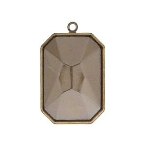 Drop, Almost Instant Jewelry&reg;, antique gold-plated brass, 29x21mm rectangle with 27x18.5mm emerald-cut setting. Sold per pkg of 2.