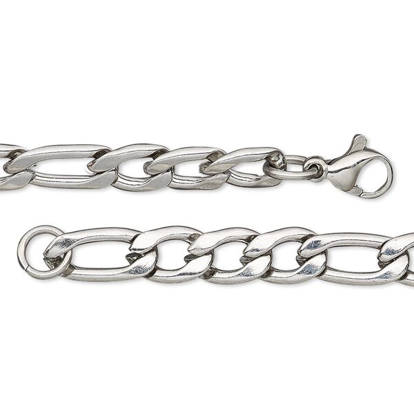 Chain 1pkg1 figaro, 6.25mm / lobster claw clasp, stainless steel 18 inch image number 0