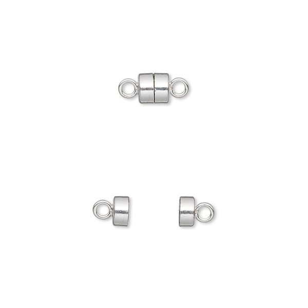 Clasp magnetic barrel 1pkg12 sterling silver, 5x4.5mm round 1-strand image number 0