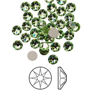 Flat back 144pk peridot foil back, Crystal Passions&reg; 4.6-4.8mm rose round SS20 2088