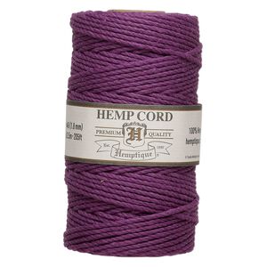 Cord, Hemptique&reg;, polished hemp, dark purple, 1.8mm, 48-pound test. Sold per 205-foot spool.