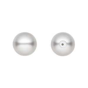 Pearl 45pk light grey, Preciosa Czech crystal 12mm half-drilled round