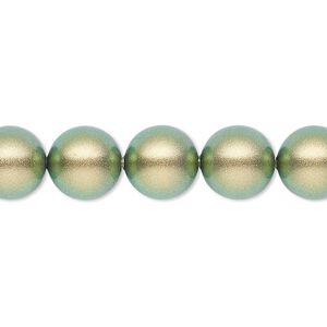Pearl 25pk iridescent green, Crystal Passions&reg; 10mm round 5810