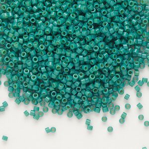 Seed bead, Delica&reg;, glass, pkg/50g, #11 round, Duracoat&reg; opaque outside dyed spruce green (DB-2127).