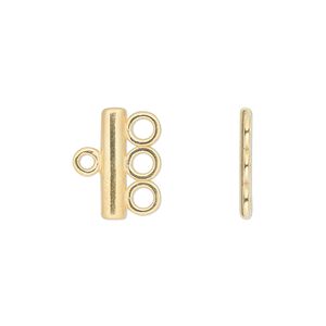 End bar 1pkg2 gold-plated pewter, 15.5x3.5mm / 1sided / 3 loops, JBB Findings