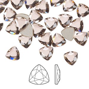 Flat back 6pk vintage rose foil back, Crystal Passions&reg; 7mm trilliant 2472