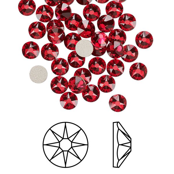 Flat back 1440pk scarlet foil back, Swarovski&reg; 4.6-4.8mm rose round SS20 2088 image number 0