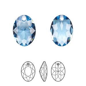 Drop 1pk cool blue, Crystal Passions&reg; Regenerated 16mm pendant elliptic cut 6438