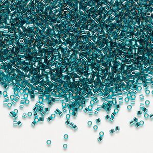 Seed bead, Delica&reg;, glass, pkg/7.5g, #15 round, transparent silver-lined teal (DBS-1208).