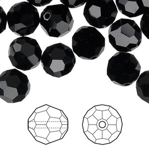 Bead 6pk jet, Crystal Passions&reg; 10mm round 5000