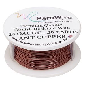 Wire, ParaWire&trade;, antiqued copper, round, 24 gauge. Sold per 20-yard spool.