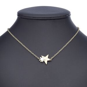 Necklace, silver-finished aluminum / gold-finished aluminum / steel / "pewter" (zinc-based alloy), 22x21mm stars, 18 inches with 2-inch extender chain and lobster claw clasp. Sold individually.
