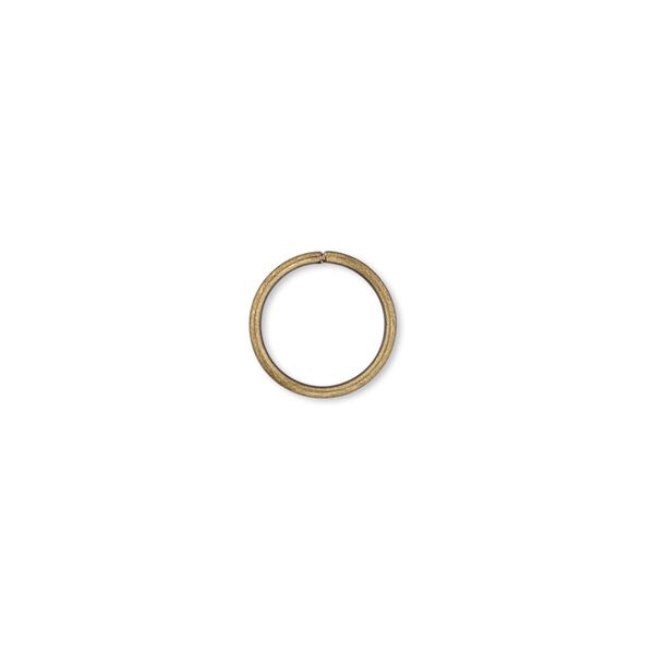 Jump ring 1pkg1000 gold-plated, 10mm round, 18 gauge / 8mm inside diameter / brass / antique image number 0