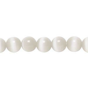 Bead, cat's eye glass (fiber optic glass), grey, 8mm round, quality grade. Sold per 15-1/2" to 16" strand.