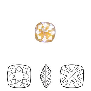Fancy stone 2pk crystal ochre DeLite, Crystal Passions&reg; 10mm cushion 4470