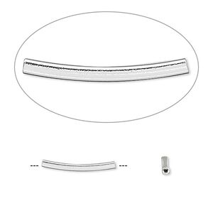 Bead 1pkg10 sterling silver, 15x1.5mm curved square tube