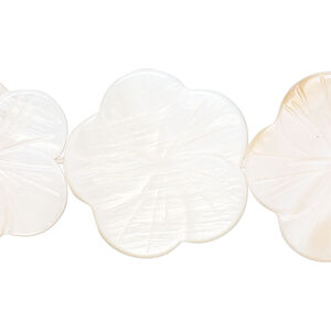 Mother-of-pearl shell 1pkg1, carved flower bead 15 inch peach, white / pink 23x22mm-25x24mm
