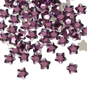 Flat back 360pk amethyst foil back, Swarovski&reg; 6mm star flower 2754