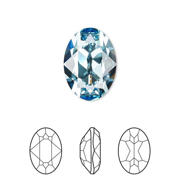 Fancy stone 48pk aquamarine foil back, Swarovski&reg; 18x13mm oval 4120 image number 0