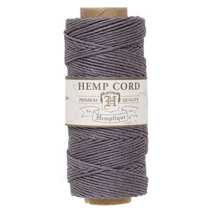 Cord, Hemptique&reg;, polished hemp, grey, 1mm diameter, 20-pound test. Sold per 205-foot spool.