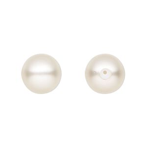 Pearl 4pk white, Preciosa Czech crystal 12mm half-drilled round